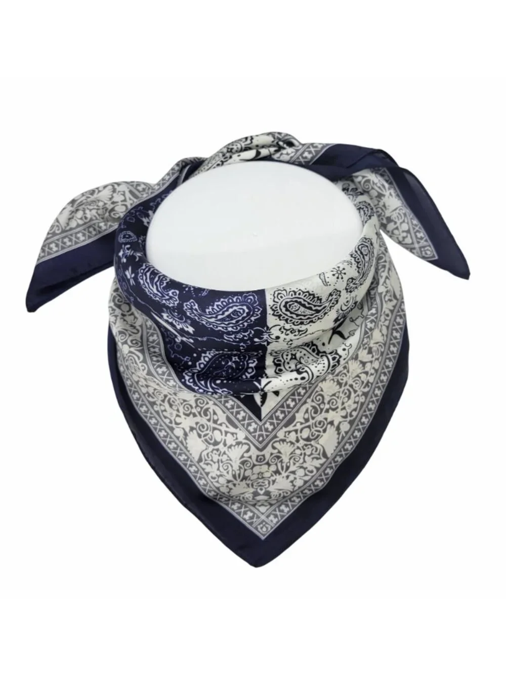 ❤️New Elegant Women Square Silky Soft Scarf Head Top hijab Navy Floral Paisley